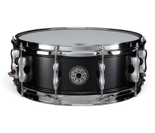 Sakae MIJ 14" x 5.5" Steel Snare Drum in Matte Black – front view