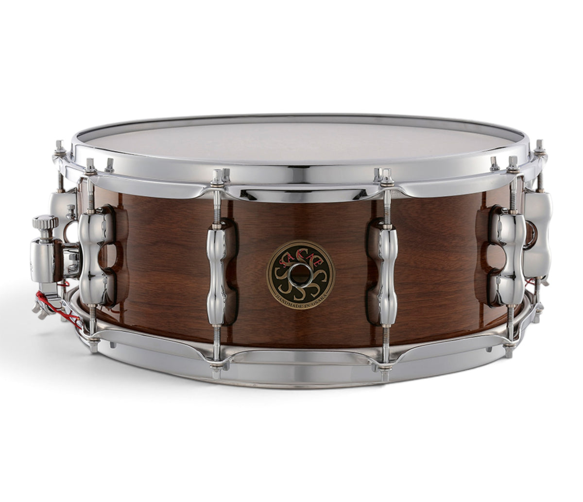 Sakae MIJ 14" x 5.5" Walnut Snare Drum – front view