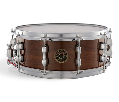 Sakae MIJ 14" x 5.5" Walnut Snare Drum – front view