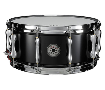 Sakae MIJ 14" x 6.5" Steel Snare Drum in Matte Black – front view