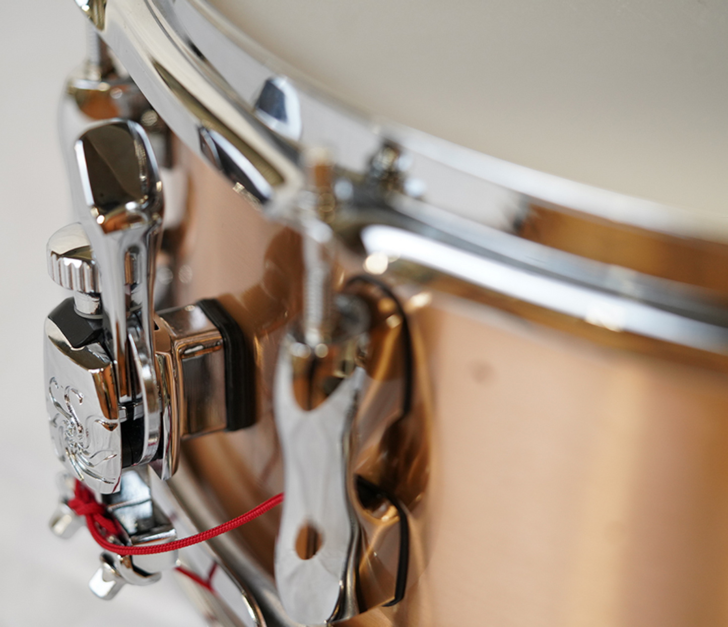 Sakae Osaka Heritage Japan Custom 14" x 6.5" Phosphor Bronze Snare Drum strainer closeup