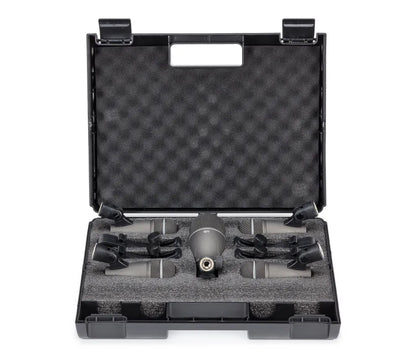 Samson DK705 5-Piece Drum Mic Set in open hard carry case