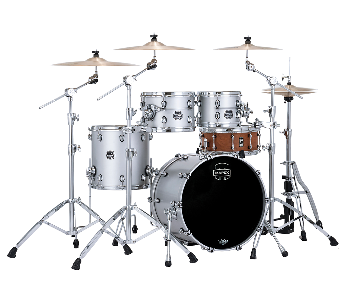 Mapex Saturn Evolution Fusion Birch 4-Piece Shell Pack in Iridium Silver