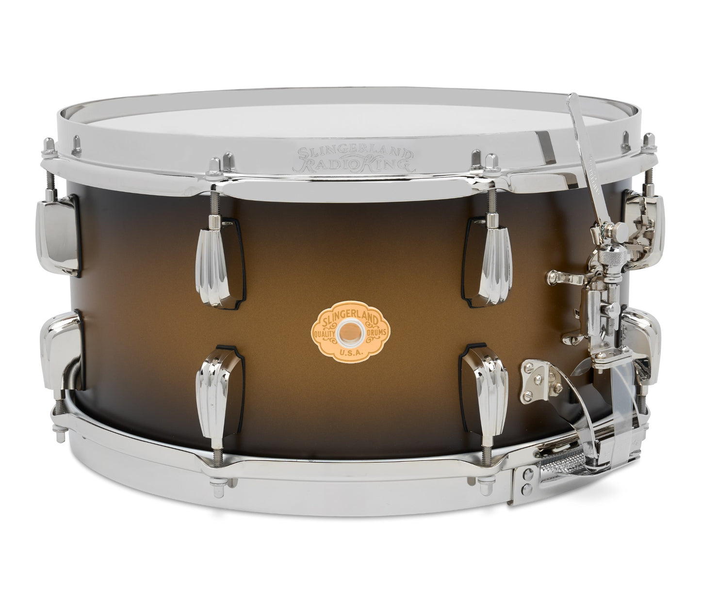 Slingerland Radio King 14" x 7" Snare Drum In Black and Gold Lacquer