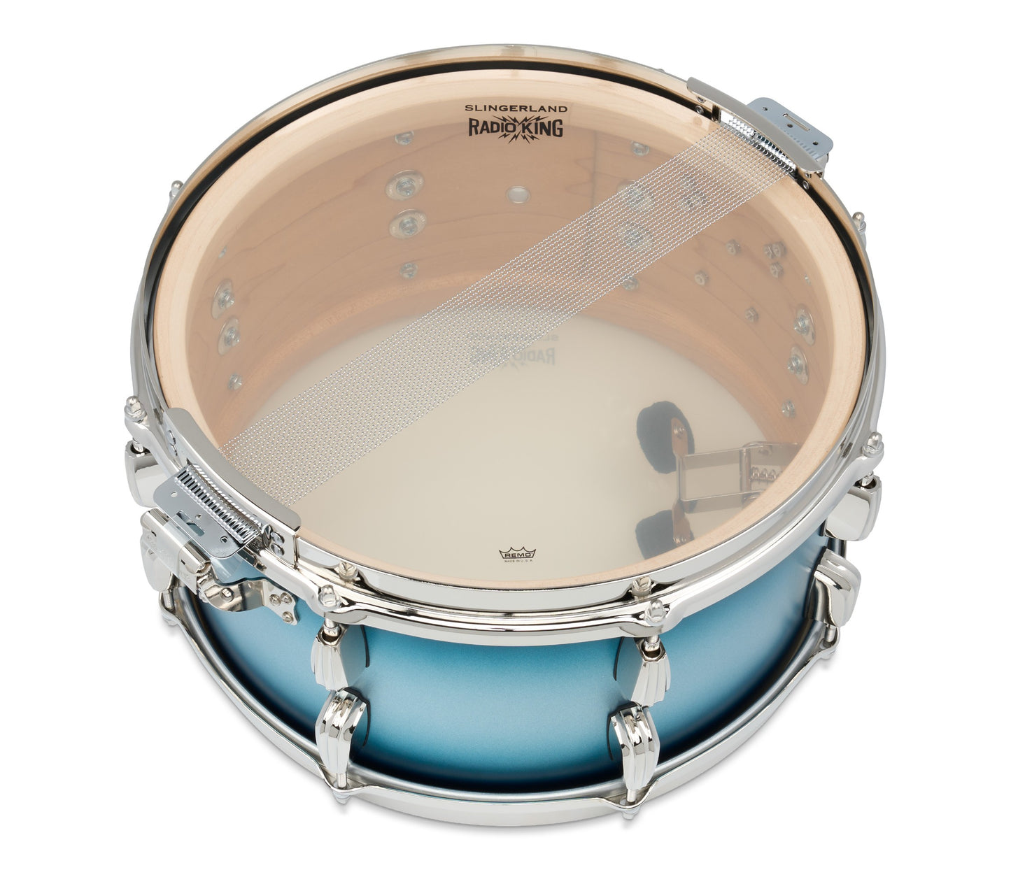 Slingerland Radio King 14" x 7" Snare Drum In Blue and Silver Lacquer