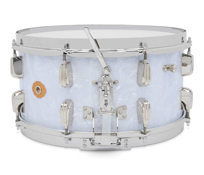 Slingerland Radio King 14" x 7" Snare Drum In White Marine Pearl thow off closeup