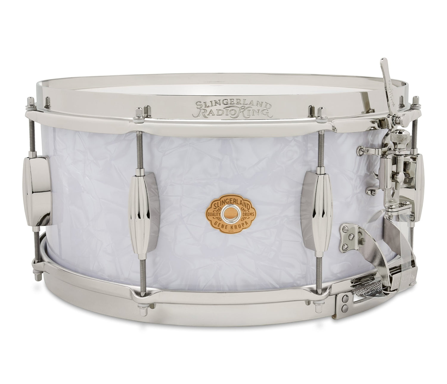 Slingerland Radio King 'Gene Krupa' 14" x 6.5" Snare Drum in White Marine Pearl