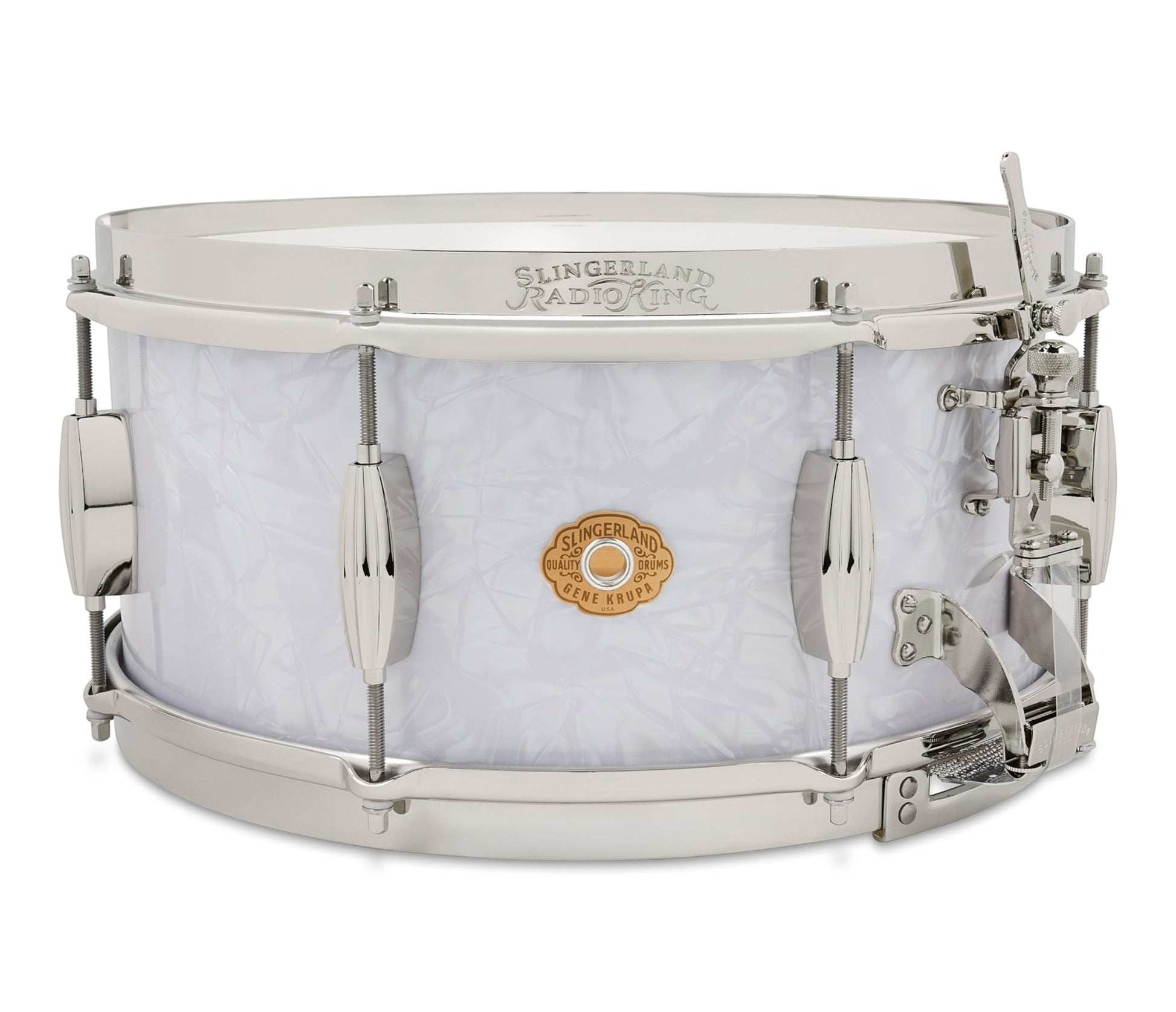 Slingerland Radio King 'Gene Krupa' 14" x 6.5" Snare Drum in White Marine Pearl