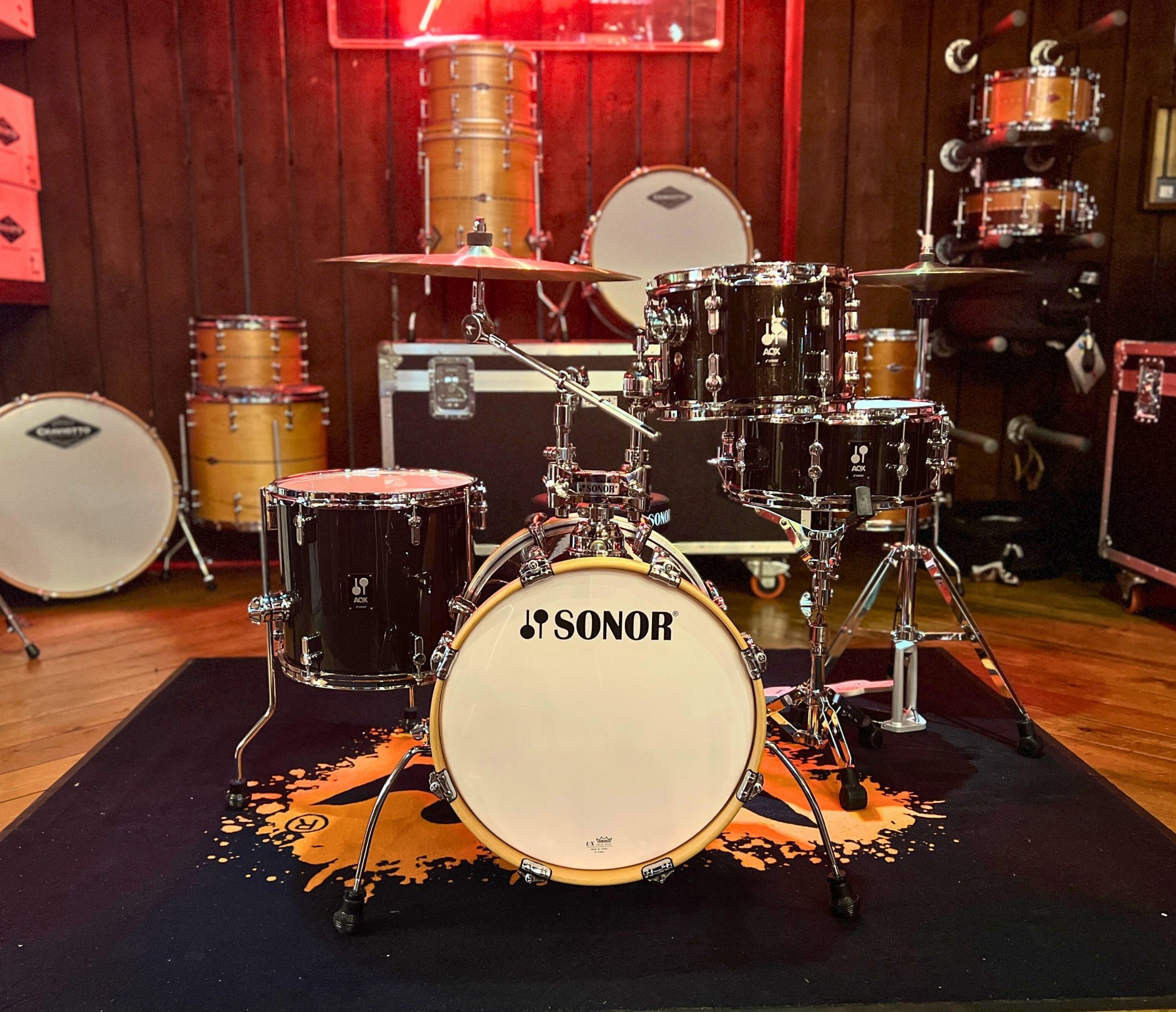 Sonor AQX Jungle 3-Piece Shell Pack with Snare in Black Midnight Sparkle