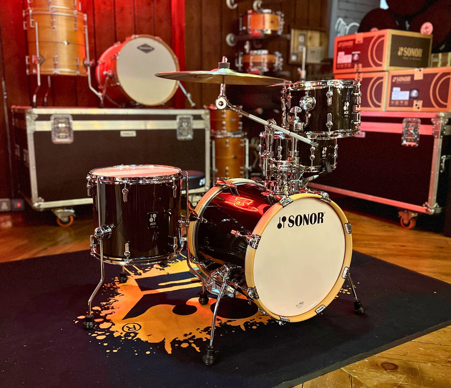 Sonor AQX Jungle 3-Piece Shell Pack with Snare in Black Midnight Sparkle