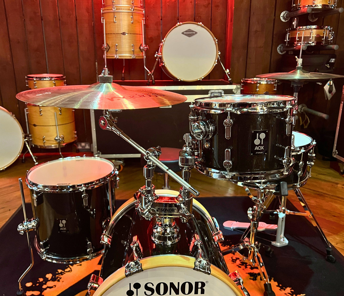 Sonor AQX Jungle 3-Piece Shell Pack with Snare in Black Midnight Sparkle