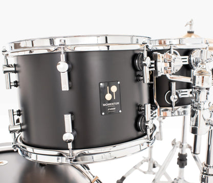 Sonor Momentum 20" 3-Piece Shell Pack in GT Black – rack tom with chrome hoops and mounting hardware