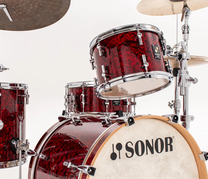 Sonor Momentum 20" 3-Piece Shell Pack in Red Pearl – rack tom and bass drum detail