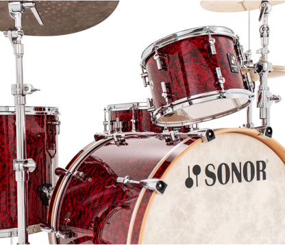 Sonor Momentum 22" 3-Piece Shell Pack in Red Pearl – rack tom and bass drum detail