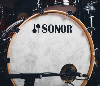Sonor Momentum 22" 3-Piece Shell Pack in Red Pearl – bass drum resonant head and SONOR logo