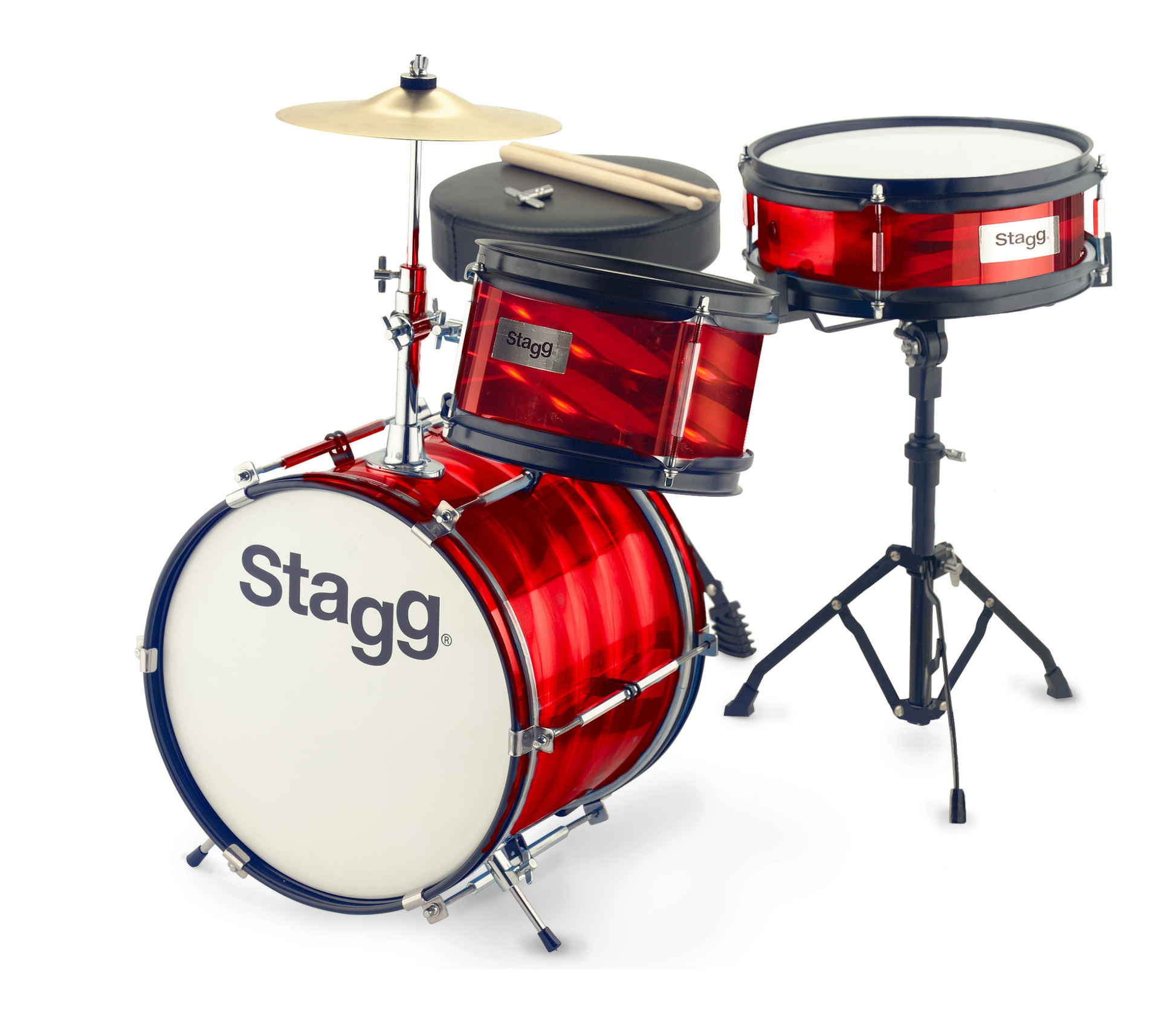 Stagg 12" 3-Piece Junior Drum Set w/ Hardware in Red