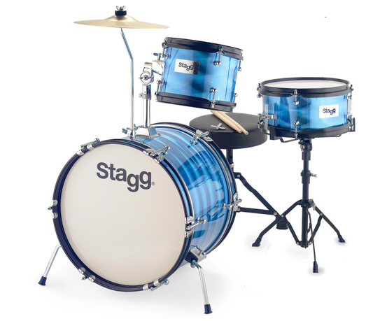 Stagg 16" 3-Piece Junior Drum Set w/ Hardware in Blue