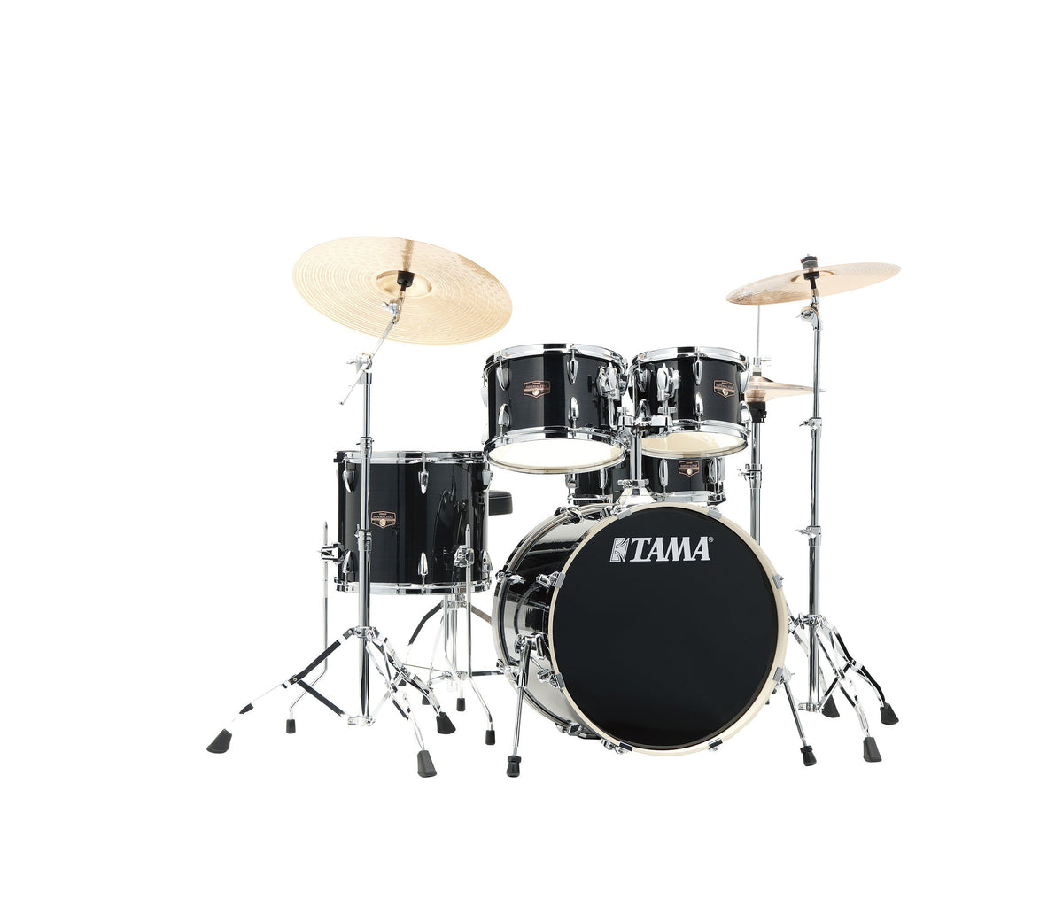 TAMA Imperialstar 20" 5-Piece Drum Kit in Hairline Black with Hardware, front view
