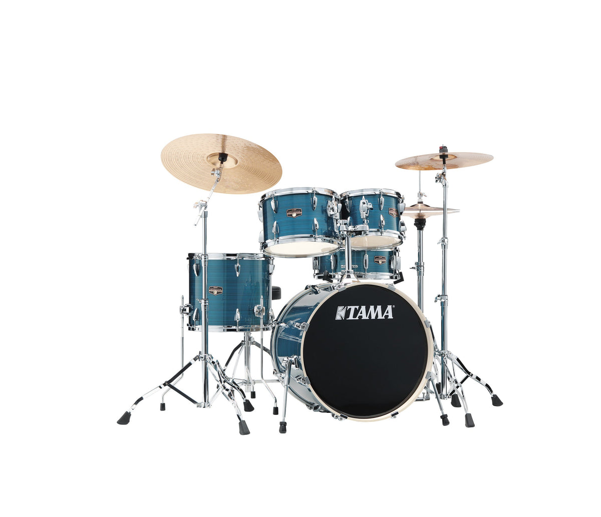 TAMA Imperialstar 20" 5-Piece Drum Kit in Hairline Blue with Hardware, front view