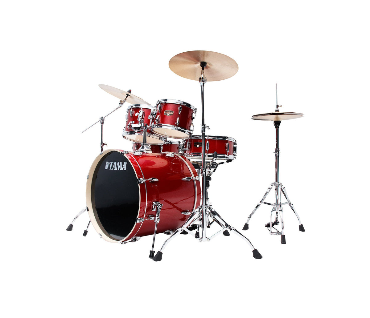 TAMA Imperialstar 22" 5-Piece Drum Kit in Burnt Red Mist with Hardware, angle view