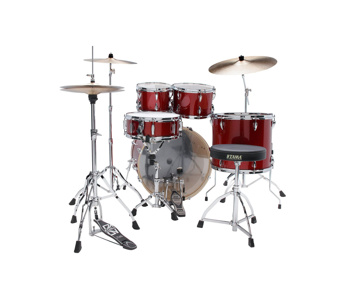 TAMA Imperialstar 22" 5-Piece Drum Kit in Burnt Red Mist with Hardware, rear view