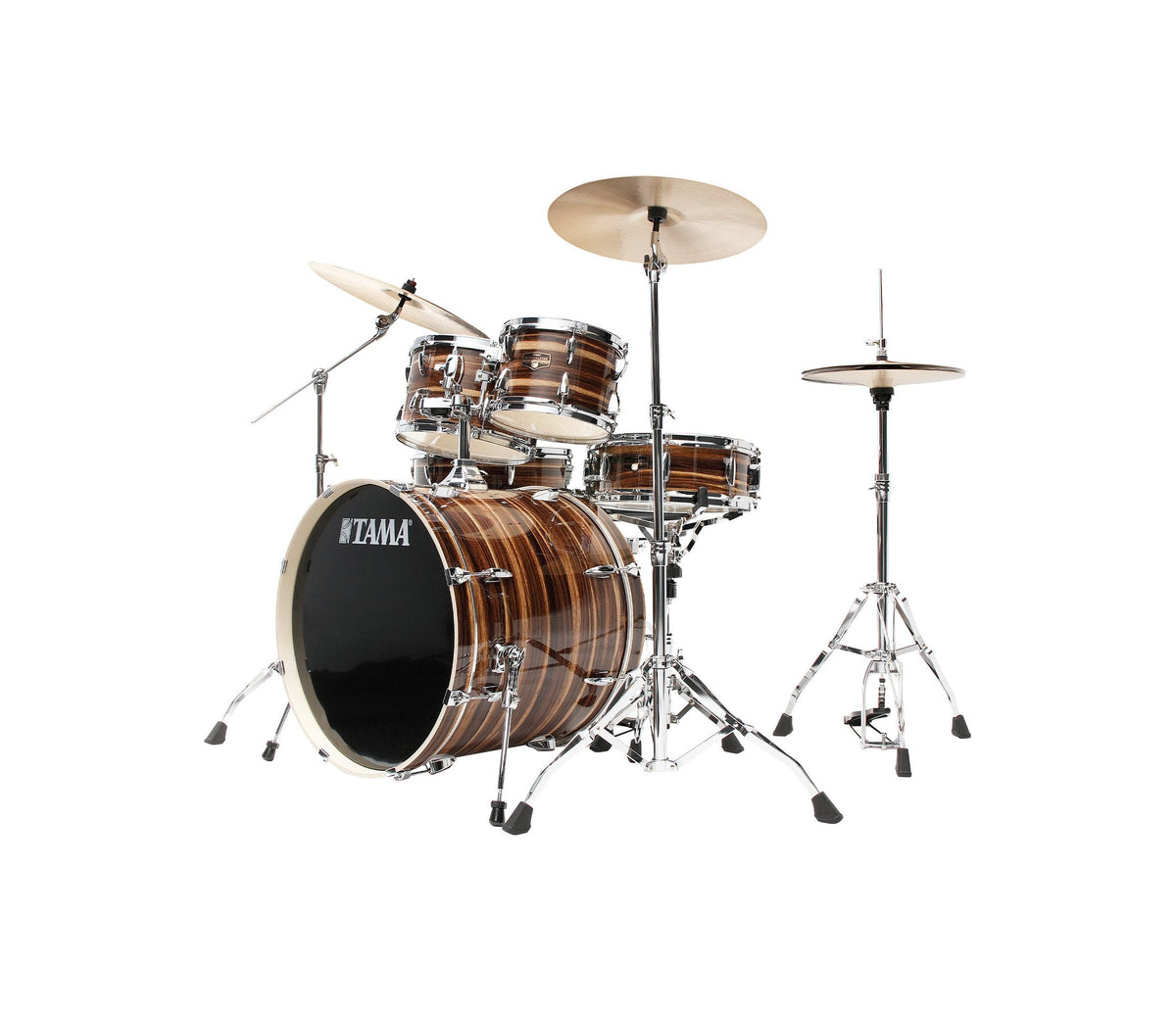 TAMA Imperialstar 22" 5-Piece Drum Kit in Coffee Teak Wrap with Hardware, angle view