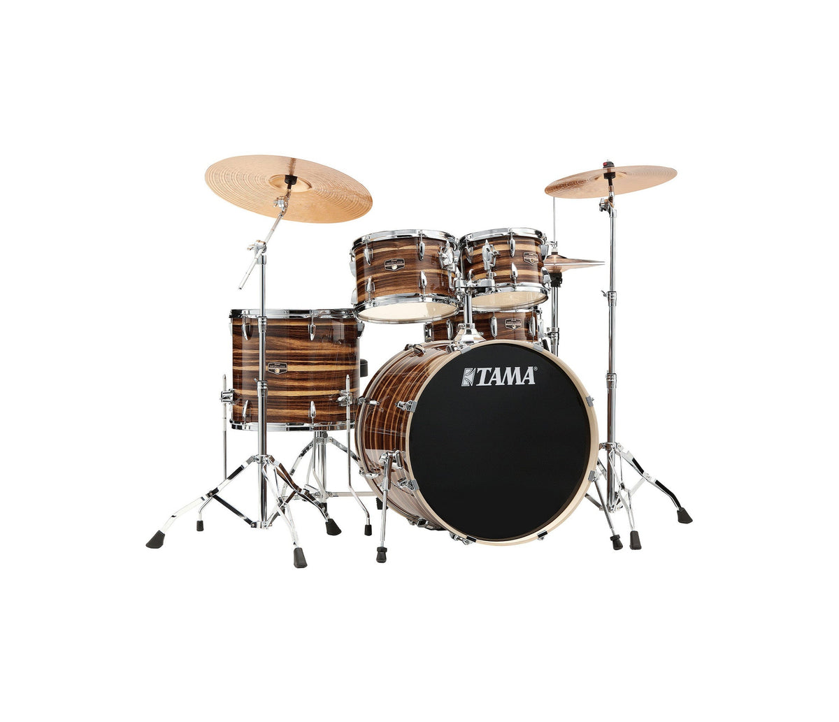 TAMA Imperialstar 22" 5-Piece Drum Kit in Coffee Teak Wrap with Hardware, front view