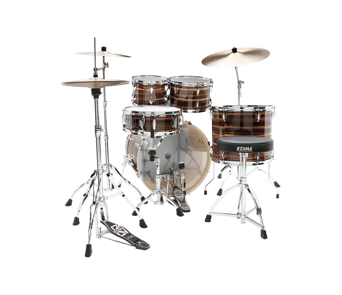 TAMA Imperialstar 22" 5-Piece Drum Kit in Coffee Teak Wrap with Hardware, rear view