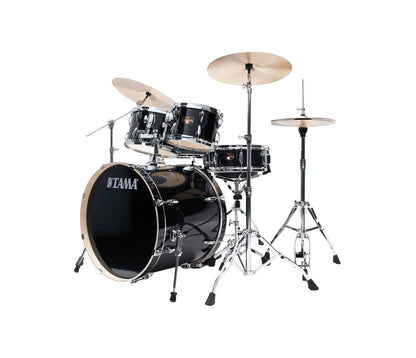 TAMA Imperialstar 22" 5-Piece Drum Kit in Hairline Black with Hardware, angle view