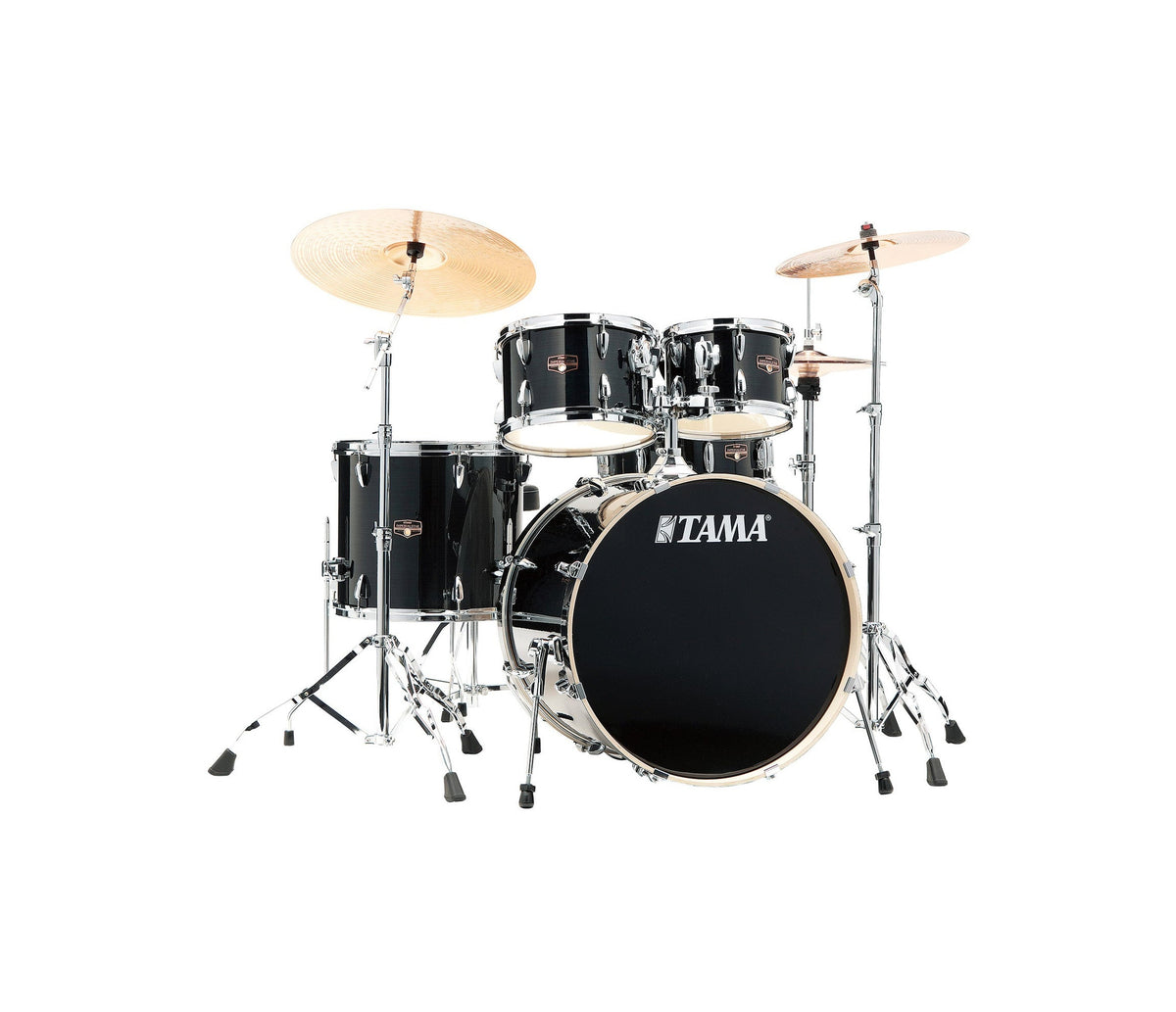 TAMA Imperialstar 22" 5-Piece Drum Kit in Hairline Black with Hardware, front view