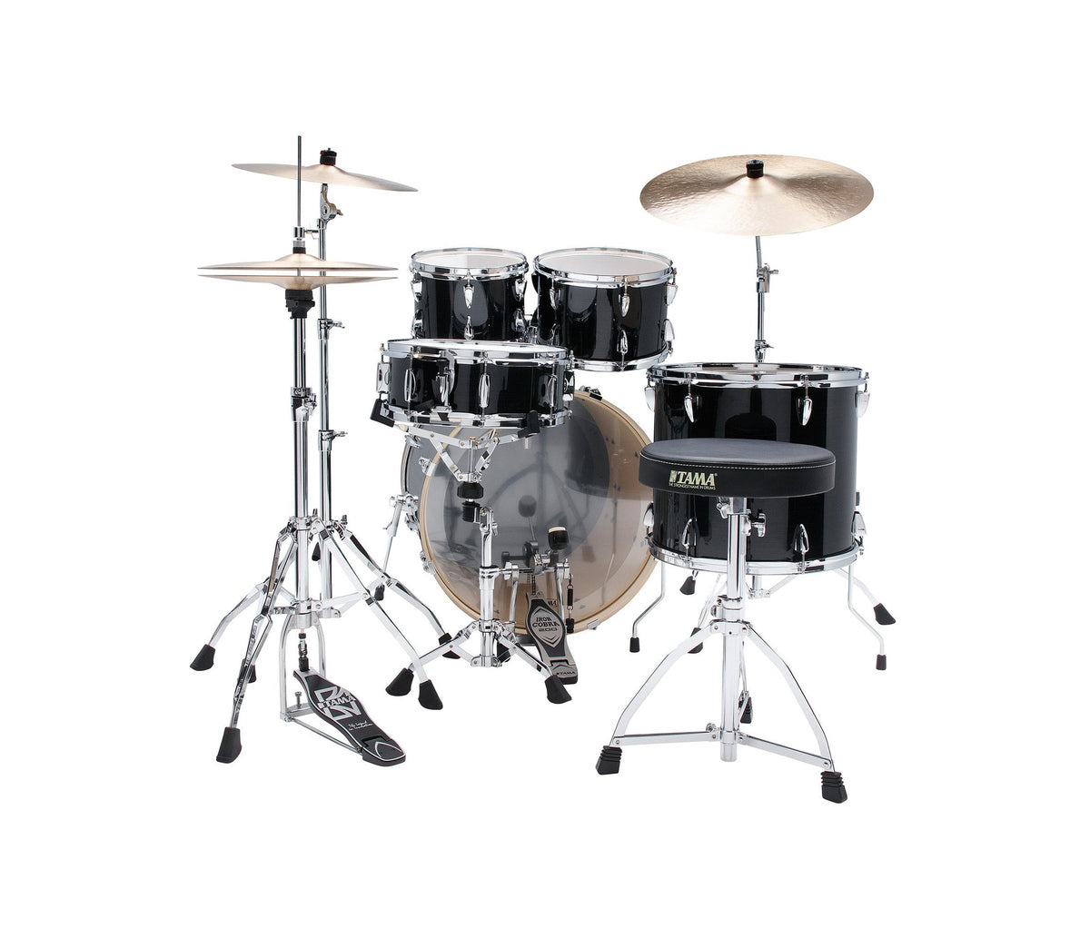 TAMA Imperialstar 22" 5-Piece Drum Kit in Hairline Black with Hardware, rear view