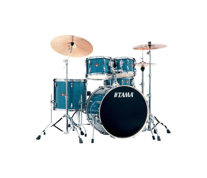 TAMA Imperialstar 22" 5-Piece Drum Kit in Hairline Blue with Hardware, front view