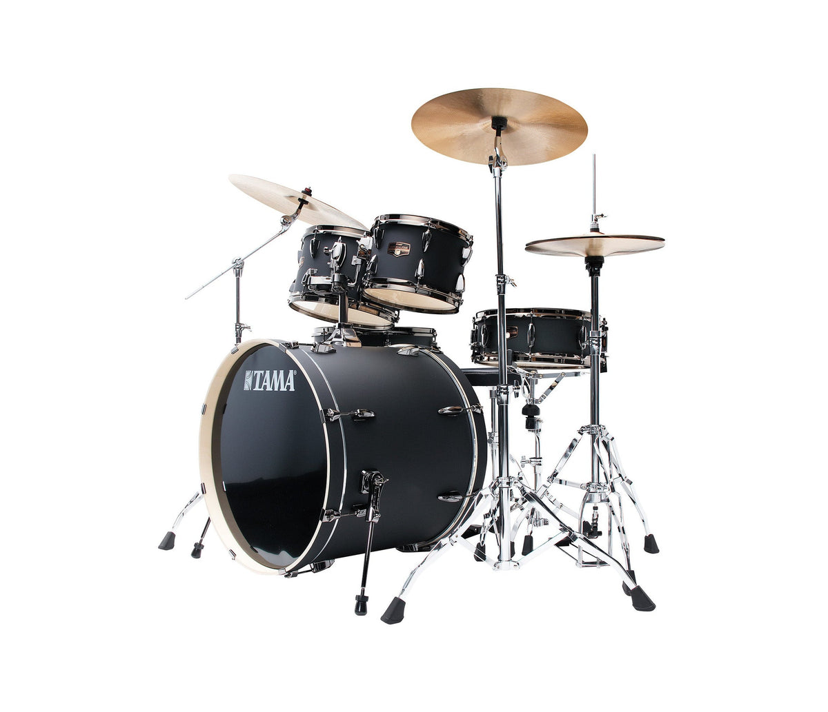 TAMA Imperialstar 22" 5-Piece Drum Kit in Blacked Out Black with Hardware, angle view