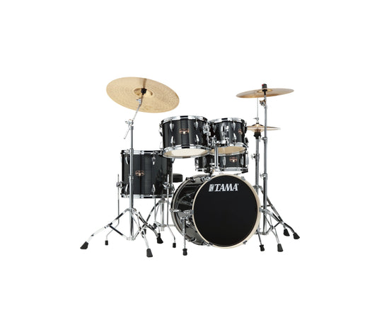 TAMA Imperialstar 18" 5-Piece Drum Kit in Hairline Black with Hardware, front view