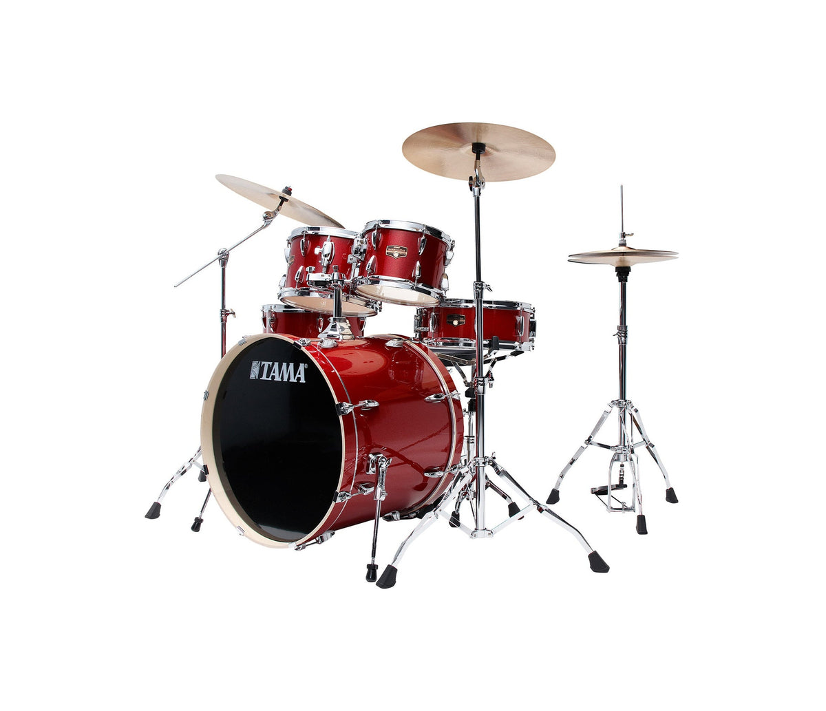 TAMA Imperialstar 22" 6-Piece Drum Kit in Burnt Red Mist with Hardware, angle view