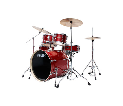 TAMA Imperialstar 22" 6-Piece Drum Kit in Burnt Red Mist with Hardware, angle view
