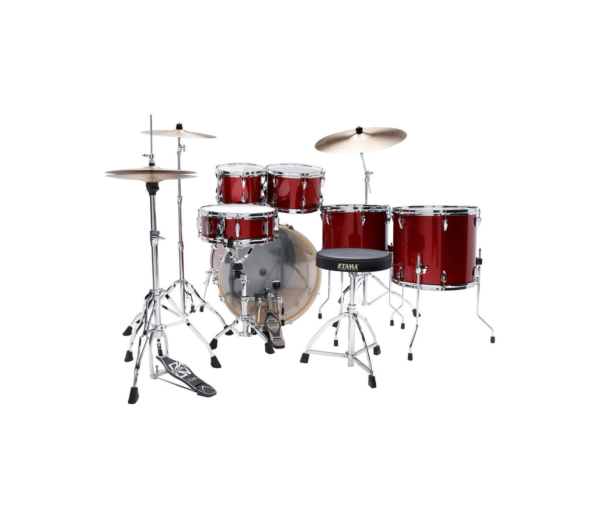 TAMA Imperialstar 22" 6-Piece Drum Kit in Burnt Red Mist with Hardware, rear view