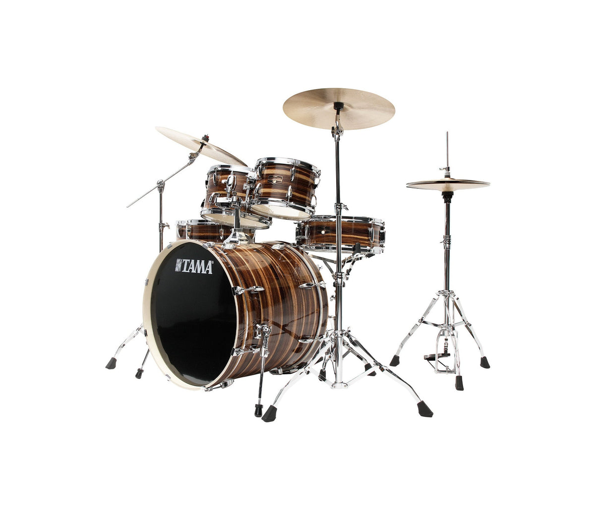 TAMA Imperialstar 22" 6-Piece Drum Kit in Coffee Teak Wrap with Hardware, angle view