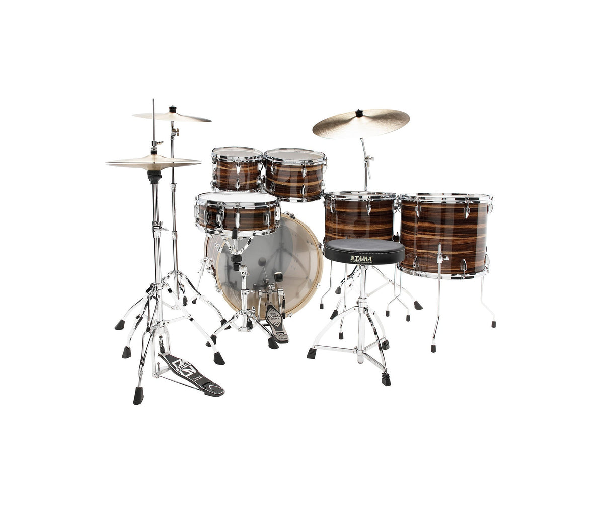 TAMA Imperialstar 22" 6-Piece Drum Kit in Coffee Teak Wrap with Hardware, rear view