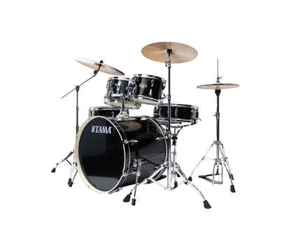 TAMA Imperialstar 22" 6-Piece Drum Kit in Hairline Black with Hardware, angle view