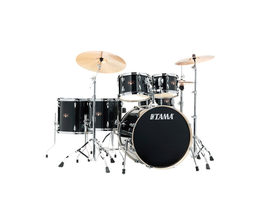 TAMA Imperialstar 22" 6-Piece Drum Kit in Hairline Black with Hardware, front view