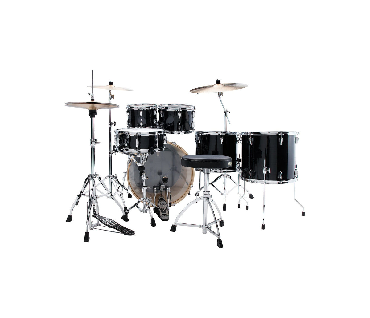 TAMA Imperialstar 22" 6-Piece Drum Kit in Hairline Black with Hardware, rear view