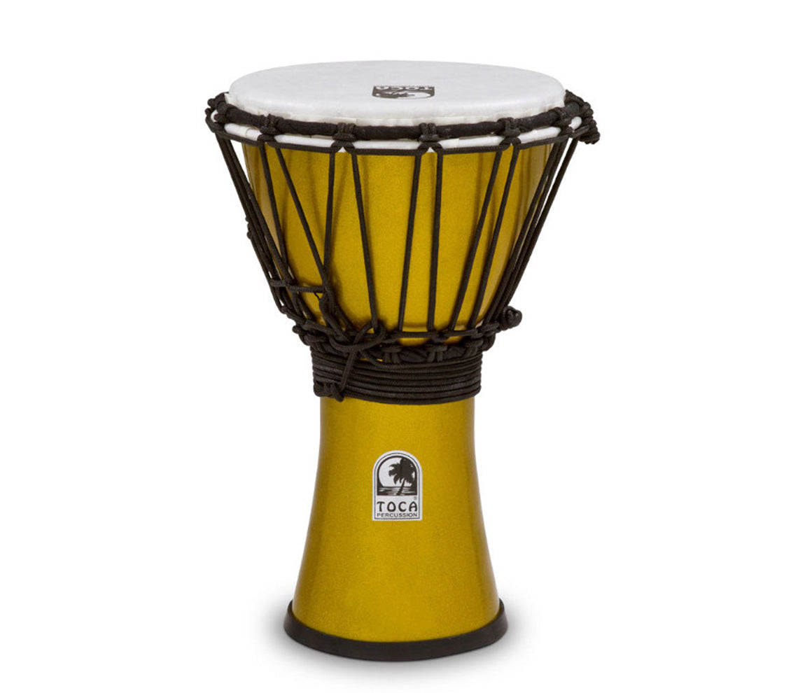 Toca Freestyle Coloursound 7" Rope Tuned Djembe in Metallic Yellow