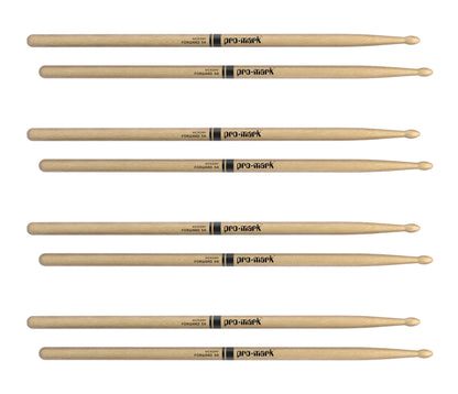 ProMark Classic Forward 5A Hickory Drumsticks, Oval Wood Tip, 4-Pack