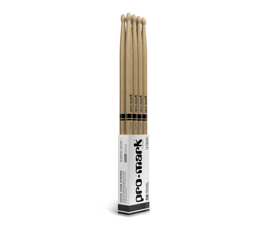 ProMark Classic Forward 5B Hickory Drumstick, Oval Wood Tip, 4-Pack