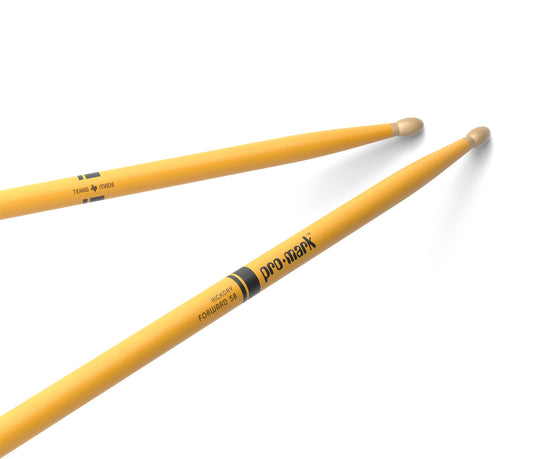 ProMark Classic Forward 5B Painted Yellow Hickory Drumstick, Oval Wood Tip