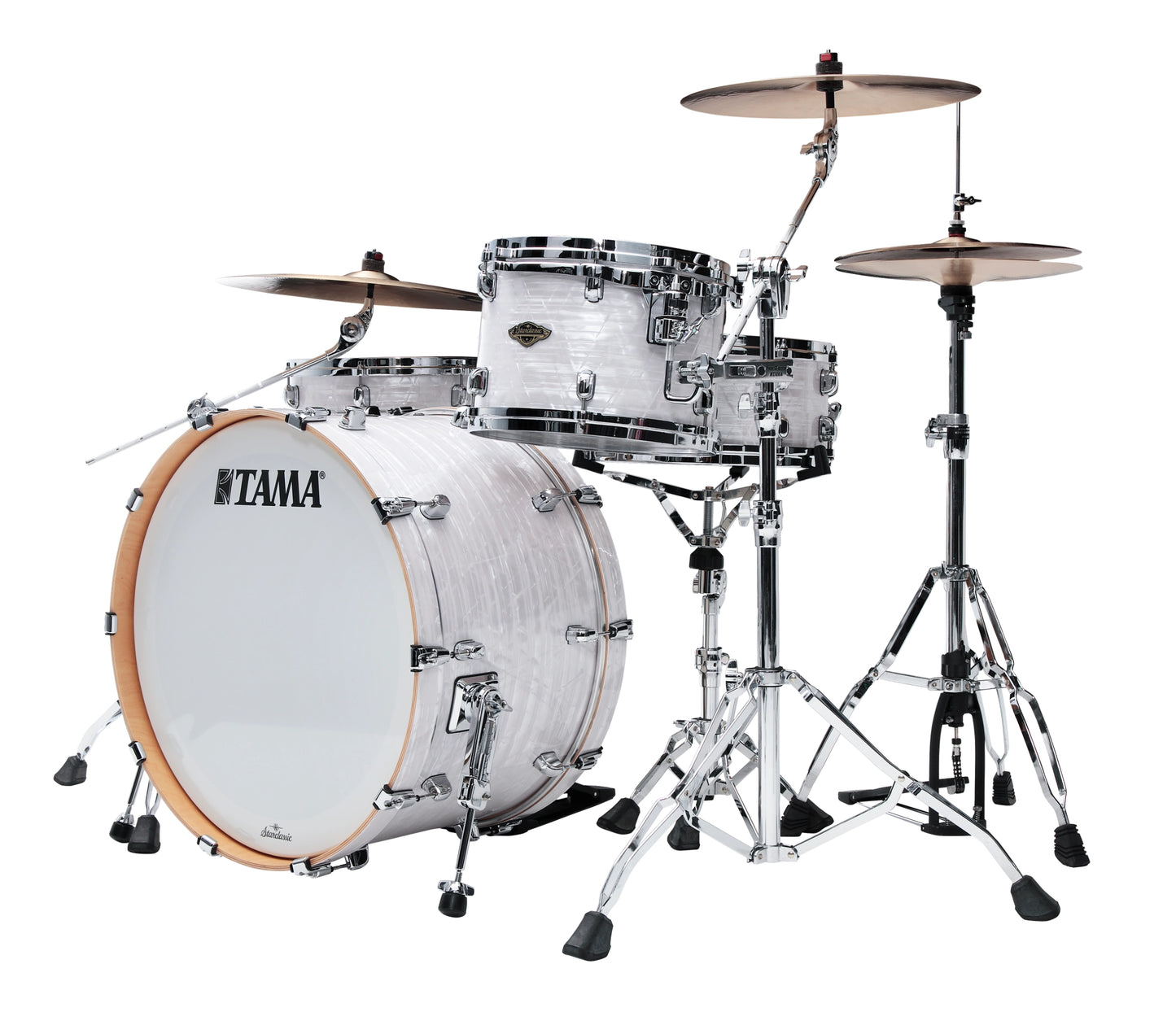 Tama Starclassic Walnut/Birch 24" 3-Piece Shell Pack in White Pearl + Snare Drum