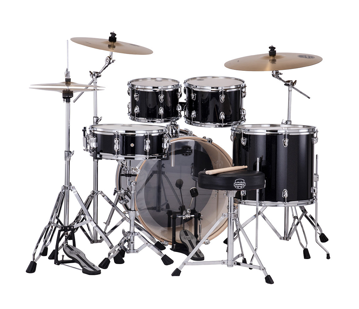 Mapex Venus Rock Complete Drum Kit in Black Galaxy Sparkle
