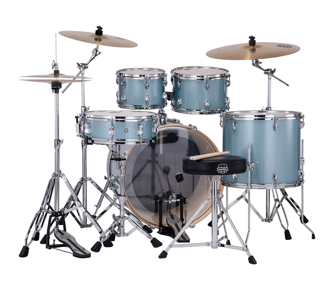 Mapex Venus Rock Complete Drum Kit in Aqua Blue Sparkle