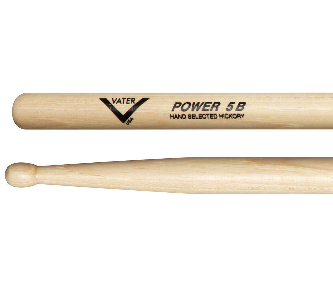 Vater Power 5B Wood Tip American Hickory Drumsticks